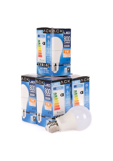 Ack 9w Led Ampul 3000k Günışığı E27 5'li Eko Paket