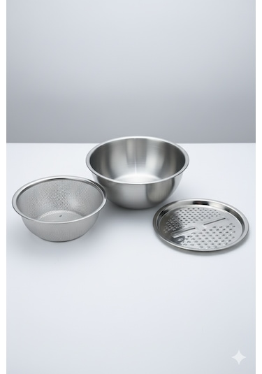 Emsan Steel Çok Amaçlı Süzgeç 3 Parça Çelik