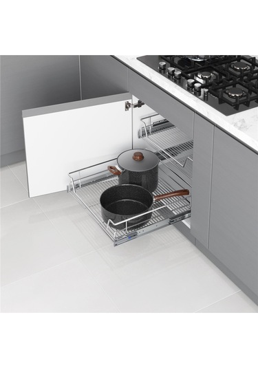 Starax Krom Bağımsız Teleskopik Raylı Çekmece S-2008-C Krom