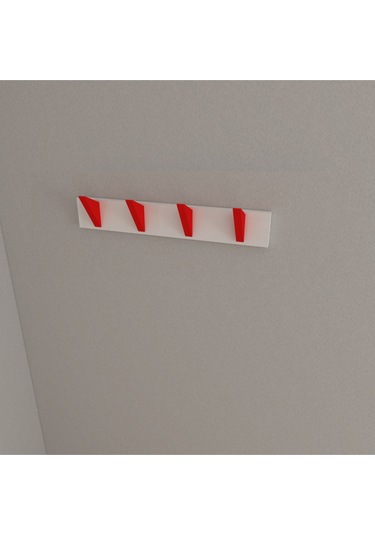 Hepsi3boyutlu Modern Duvar & Kapı Kanca Askılık - 4 Adet Kırmızı Kanca Askılık - Model No : 5 Kırmızı