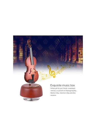 Springsun Klasik Kurmalı Keman Müzik Kutusu Döner Müzikal Taban Enstrümanı Minyatür Replika Sanat Eşyası Hediye A