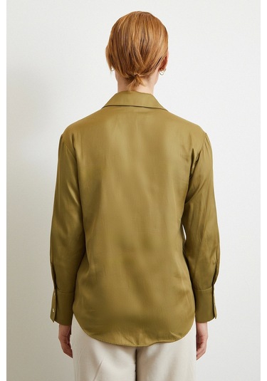 Diagonal Desen Gömlek Yeşil Yeşil