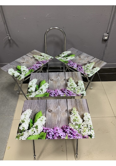 Camlı Çanta Sehpa, Sehpa, Zigon, 4lü Zigon, Çanta Sehpa-sümbül