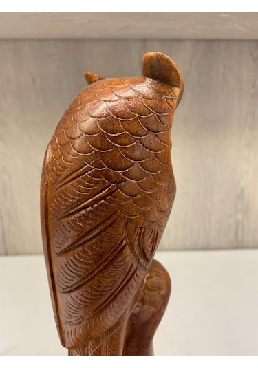 El Yapımı Ahşap Oymalı Baykuş (22 Cm)