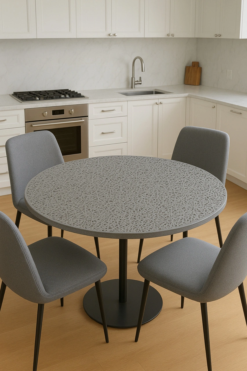 Rona Home Kaliteli Lüks Yuvarlak Pvc Dantelli Orta Sehpa Masa Örtüsü Çeyizlik, Dekoratif Gümüş