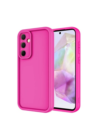 Galaxy Uyumlu A55 Kılıf Kamera Korumalı Zore Ananas Kapak Pembe Koyu