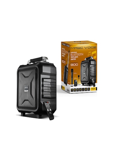 Magicvoice Mv-2015 Vhf El+yaka Mikrofonlu Usb Sd Bt 300w Siyah Taşınabilir Seyyar Anfi Mikrofonlu Amfi Hoparlör