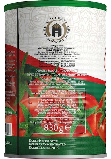 Altunsa Domates Salçası Teneke 830 G