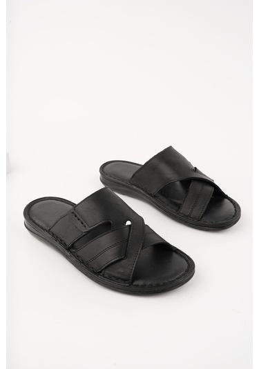 Muggo Eco Erkek Günlük Hakiki Deri Rahat Yumuşak Taban Ortopedik Terlik 001