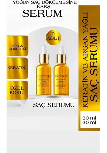 Cozyce Keratin ve Argan Yağlı Saç Bakım Serumu 2 x 30 ML