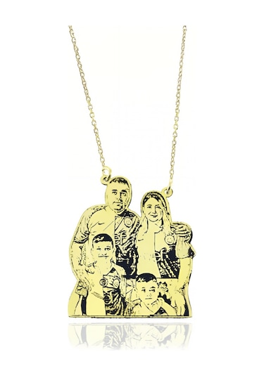 Gümüş Resimli Aile Bayan Kolye - 50 CM
