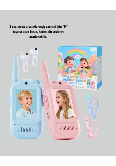 3-12 Yaş Çocuklara Uygun Görüntülü Walkie Talkie Seti