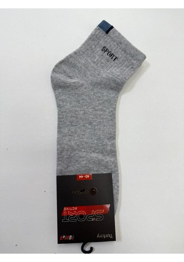 5'li Yıkanmış Gri Pamuk Yarım Konç Çorap Gri