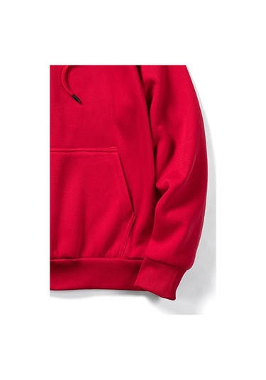 Modagen Unisex Kırmızı Sol Göğüs Gül Detaylı Oversize Sweatshirt Kkırmızı