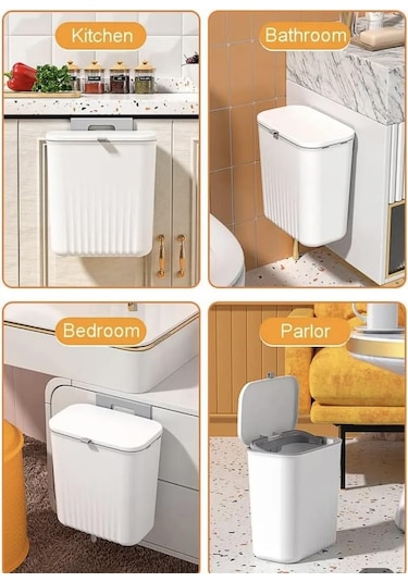 12 Litre Fonksiyonel Kapaklı Banyo Ve Mutfak Tezgahüstü Çöp Beyaz
