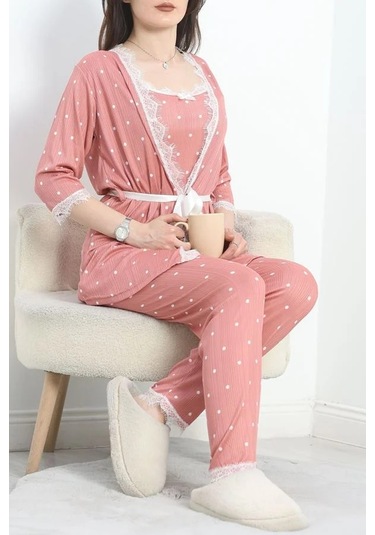 Seka Pegasus Üçlü Pijama Takımı Pudra - 70044.1048. Çok Renkli