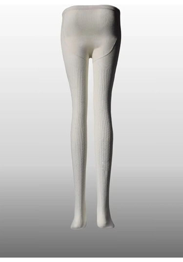 Kız Çocuk Karina Örgü Pamuklu Mevsimlik Ekru Renkli Külotlu Çorap Ekru