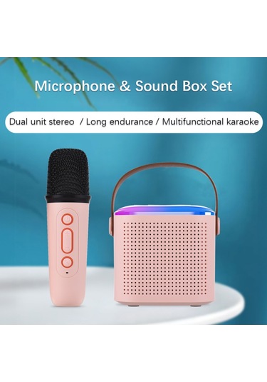 Mufunye Mini Karaoke Makinesi Taşınabilir Mikrofon Ve Ses Kutusu Seti Ev Ktv Bt Hoparlör 2 Mikrofonlu Ev Açı D