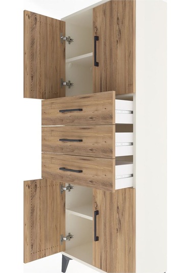 Arges Dolap 3 Raflı 3 Çekmeceli 4 Kapaklı 60x30x163 Aytaşı-çam Aytası