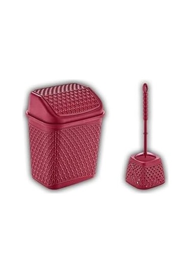 Katre Çöp Kovası Ve Klozet Fırçası Kırmızı Siyah