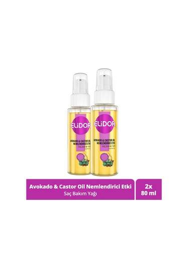 Elidor Avokado ve Castor Oil Nemlendirici Etki Saç Bakım Yağı 2 x 80 ML