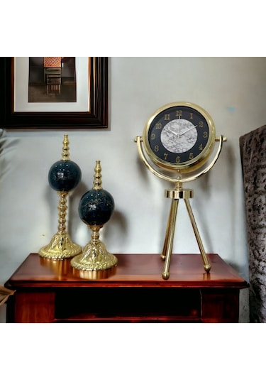 Gold Metal Ofis Salon Otel Ayaklı Masa Saati 45 Cm M20