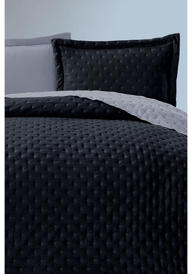 Varol Kapitoneli Çift Taraflı Yatak Örtüsü 240x260 Cm Siyah Siyah