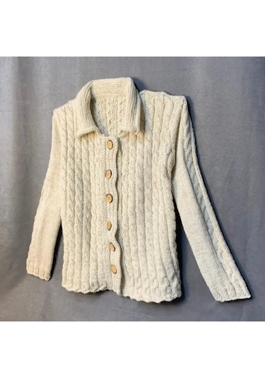 Uretti - Kadir 7704 - El Örgüsü Unisex Çocuk Yün Hırka - 8 / 10 Yaş Bej