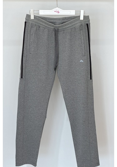 Erkek Paçası Düz Beli Lastikli 3 Cepli Eşofman Altı 3707 Antrasit Antrasit