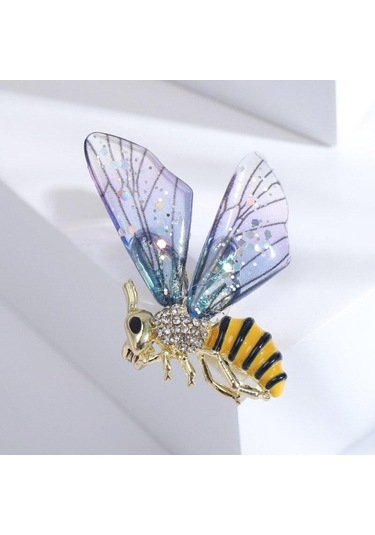 Mavi Blucome Trendy Moda Damla Yağ Kakma Rhinestone Arı Broş Çevik Böcek Pin Ceket Takım Elbise Aksesuarları