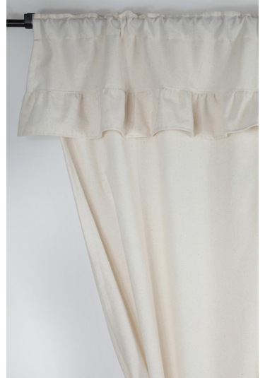 Naturel Fırfırlı Perde Farbalı Vintage Tek Kanat Krem Krem