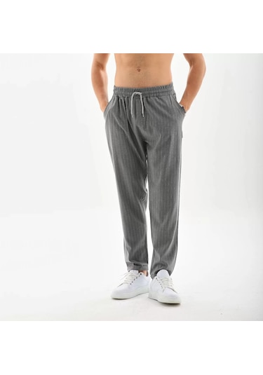 Modavra Unisex Çizgili Eşofman Altı - Füme 001