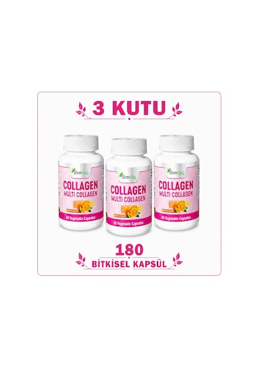 İlim Collagen Multi Collagen Takviye Edici Gıda 3 x 60 Bitkisel Kapsül