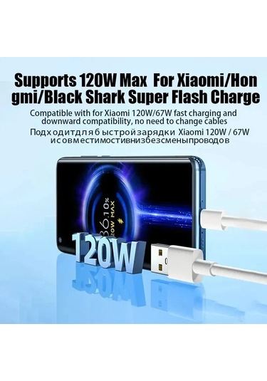 120w Hızlı Şarj Cihazı Xiaomi 14 13 12 11 Pro Ultra Lite Usb A Tipi C Hızlı Whıte 1m