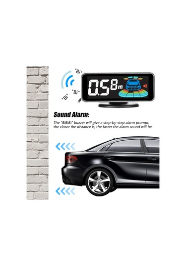 Araba Park Sensörü Arka Geri Görüş Radar Sistemi 4 Park Sensörü Mesafe Tespiti Lcd Mesafe Ekranı Sesli Uyarı Zili
