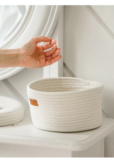 Sl Home Kapaklı Örgülü Depolama Sepeti 204507814 Beyaz