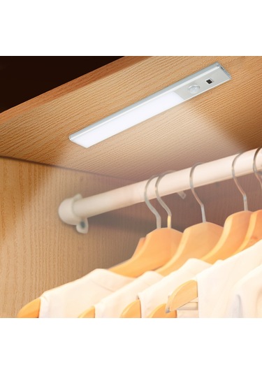 Hangfox 46 Led'li Akıllı Dolap Lambası - Pır Hareket Algılama, Elle Tarama, Sürekli Aydınlatma Modu, Manyetik Taban, Type C Şarj, 1500mah Pil, Beyaz Işık Beyaz