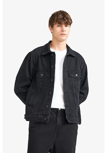 Defacto Regular Fit Düğmeli Cepli Jean Ceket F4738ax25aunm40 Siyah