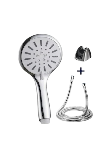 Spiral Hortumlu 4 Kademeli Krem El Duşu Başlığı Banyo Duş Seti Renkli