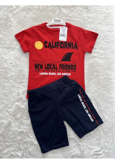 California Şortlu İkili Takım Kırmızı