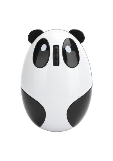 Lemestar Kablosuz Panda Desenli Optik Fare - Yenilenebilir Pil, 10m Menzil, 1200 Dpı, Usb Alıcı, 3 Tuşlu Beyaz-siyah