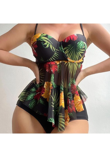 Kadın Tasarımcı Bikini Kadınlar İçin İki Adet Set Yüksek Bel Mayo Zayıflama Mayo Kadın Push Up Vintage Beachwear Siyah