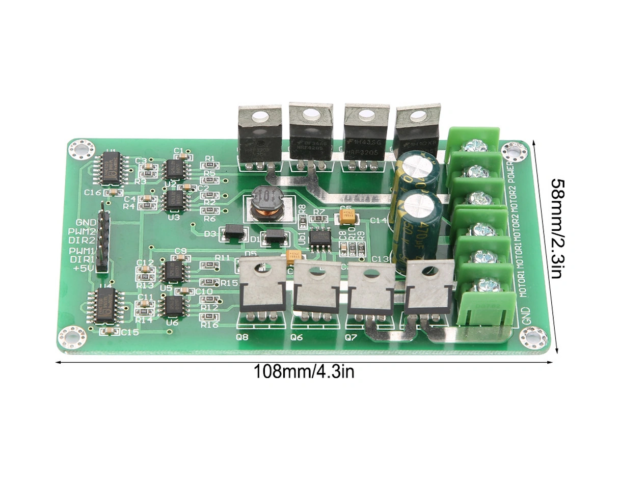 Tenfowee Irf3205 İki Yollu Dc Motor Sürücü Kartı - Güçlü Fren Fonksiyonu İle Yüksek Güçlü H Köprü Tasarımı