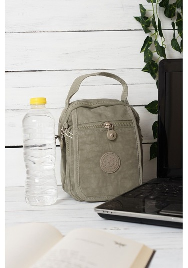 Krinkıl/klinkır Su Geçirmez İthal Kumaş Cırtlı Çokgözlü Erkek Çapraz Omuz Ve El Çantası Bej 11-6k Bej