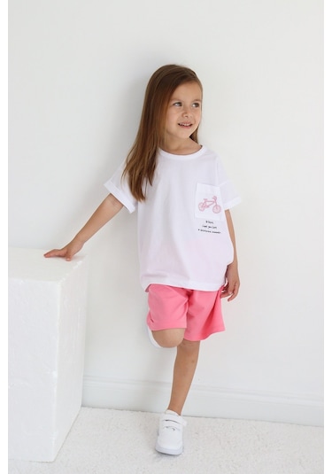 Babywom Oversize Yazlık Şortlu Kız Takım- Pembe