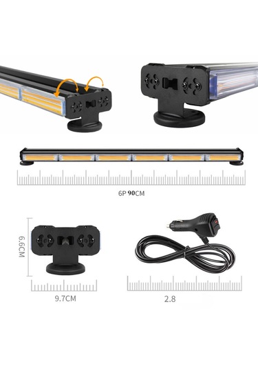 Çakarlı Tepe İkaz Lambası 90 Cm Mıknatıslı Turuncu 12 Mod 12-24 V