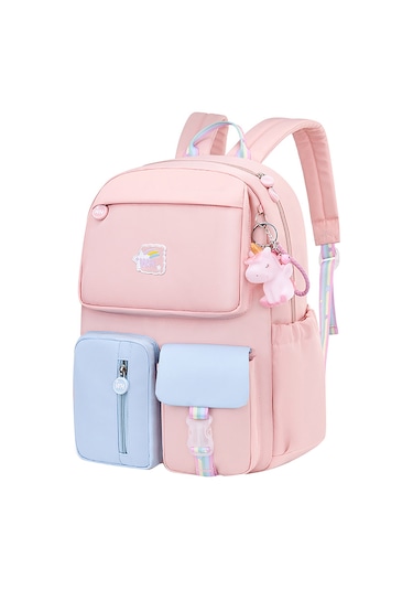 Yifomall 1-6.sınıf Çocuk Çift Askılı Çanta - Su Geçirmez, Ağırlığı Azaltan, Omuzları Koruyan, Güvenli Ve Pratik - 318 Pembe-mavi Büyük Boy Pembe