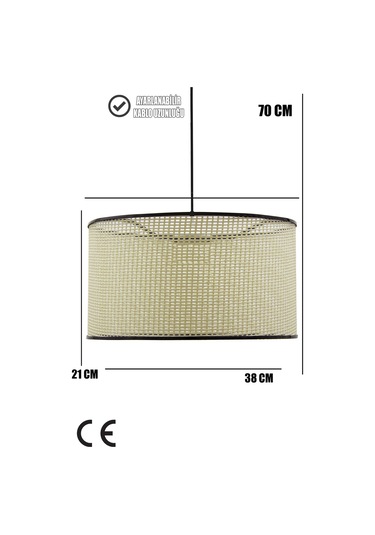 Wicker Krem-siyah Hasır Sarkıt Avize 38cm Siyah