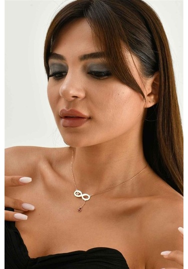 Harfli Uğur Böcekli Sonsuzluk 925 Ayar Gümüş Kolye-1564