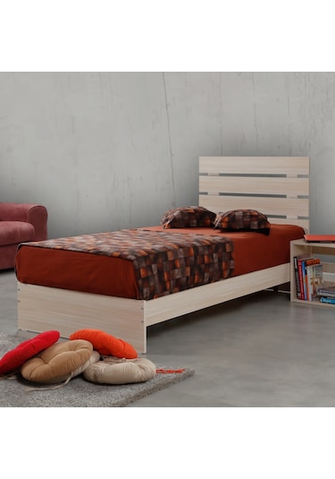 Pasifichome Huga Tek Kişili Ahşap Karyola Meşe /120X200Cm Başlıklı Karyola